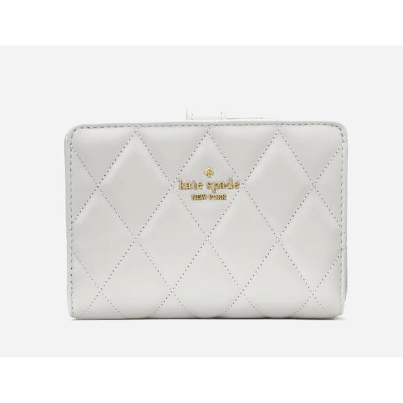 New Kate Spade Carey Medium Bifold Wallet Smooth Quilted Leather Stone Path - Picture 1 of 3